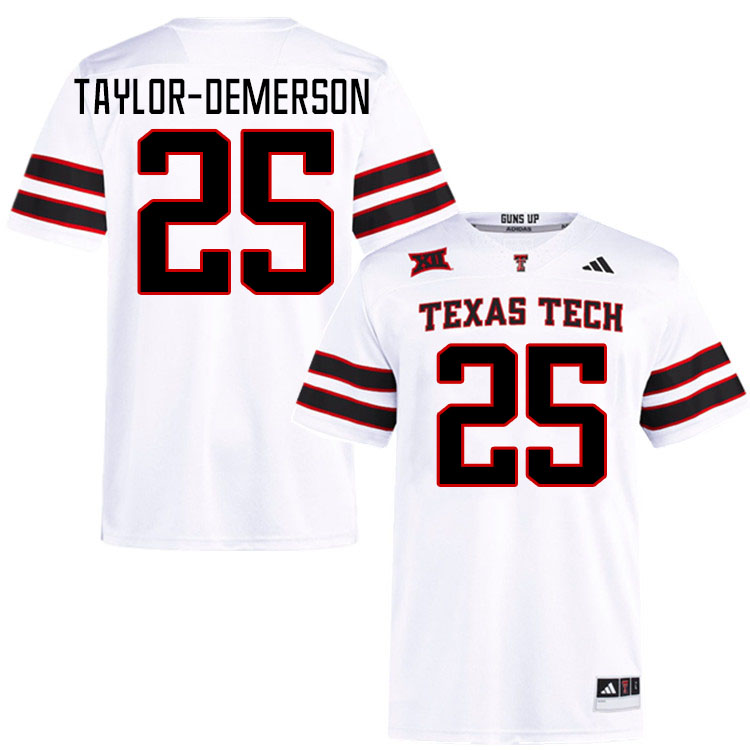 #25 Dadrion Taylor-Demerson Texas Tech Red Raiders Jerseys College Football Uniforms Stitched-White